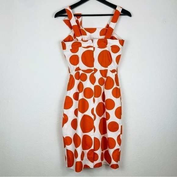 SARA CAMPBELL Ivory Orange Polka Dot Bow Shift Elegant Dress Size 2 - Picture 7 of 12